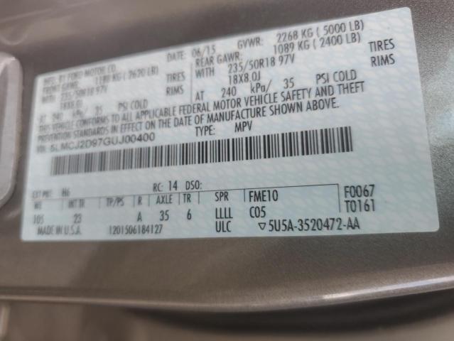 5LMCJ2D97GUJ00400 - 2016 LINCOLN MKC SELECT 灰色 照片 12