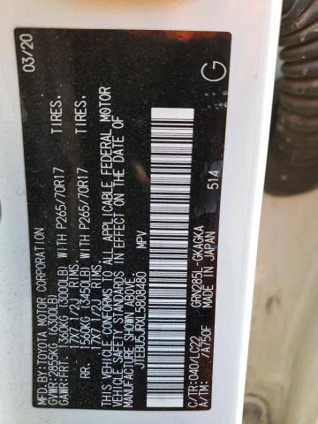 JTEBU5JRXL5808480 - 2020 TOYOTA 4RUNNER SR5/SR5 PREMIUM 白色 照片 12