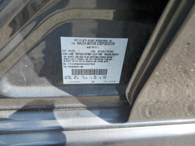 1YVHP80D055M57959 - 2005 MAZDA 6 S GRAY photo 12