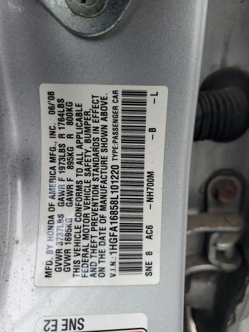 1HGFA16858L101220 - 2008 HONDA CIVIC EX SILVER photo 12