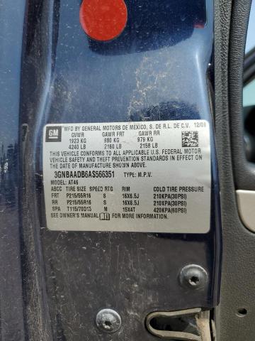 3GNBAADB6AS566351 - 2010 CHEVROLET HHR LS ლურჯი ფოტო 12