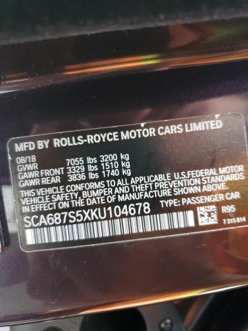 SCA687S5XKU104678 - 2019 ROLLS-ROYCE PHANTOM თეთრი ფოტო 13