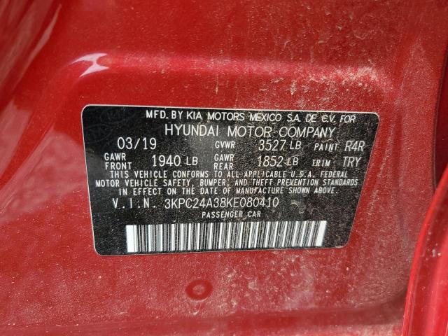 3KPC24A38KE080410 - 2019 HYUNDAI ACCENT SE RED photo 12