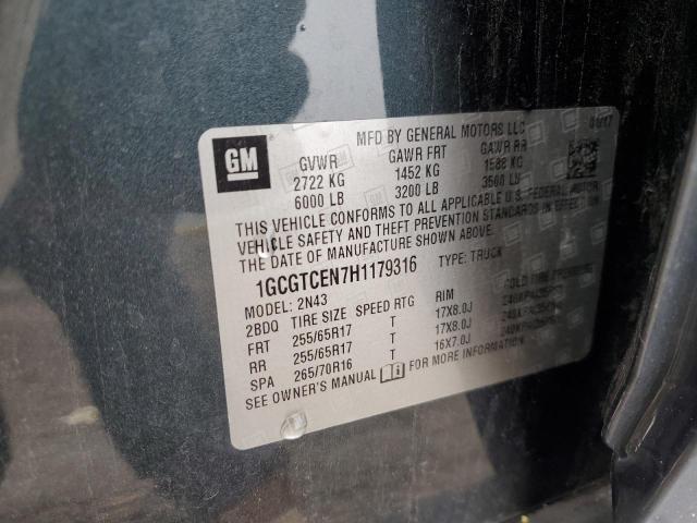 1GCGTCEN7H1179316 - 2017 CHEVROLET COLORADO LT CHARCOAL photo 12