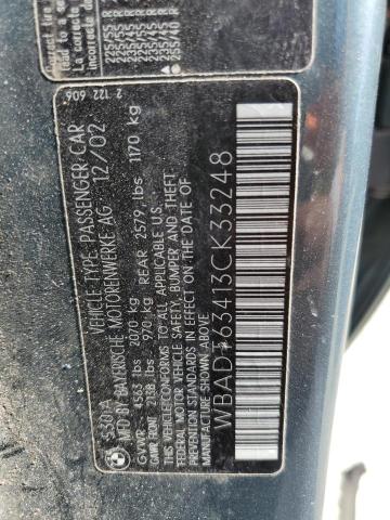 WBADT63413CK33248 - 2003 BMW 530 I AUTOMATIC GREEN photo 12