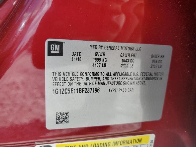 1G1ZC5E11BF237196 - 2011 CHEVROLET MALIBU 1LT MAROON photo 13