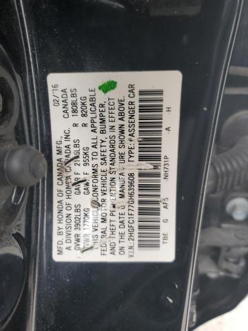 2HGFC1F77GH639608 - 2016 HONDA CIVIC EXL 黑色 照片 12