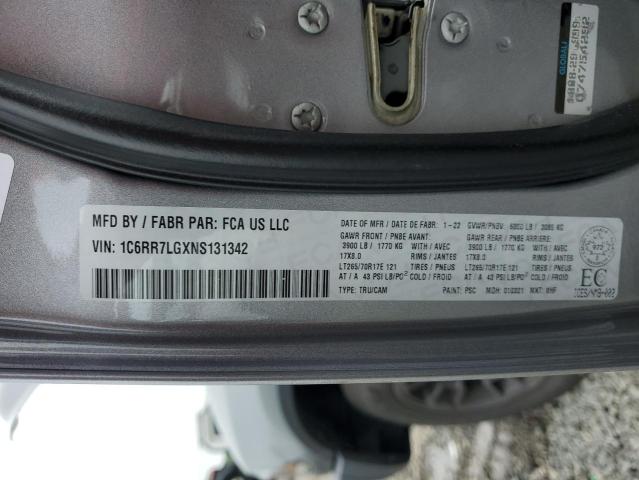 1C6RR7LGXNS131342 - 2022 RAM 1500 CLASS SLT ვერცხლისფერი ფოტო 12