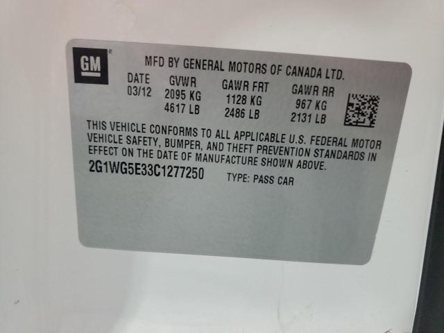 2G1WG5E33C1277250 - 2012 CHEVROLET IMPALA LT WHITE photo 12