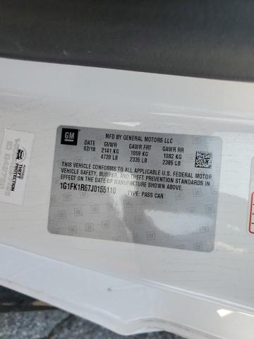 1G1FK1R67J0155110 - 2018 CHEVROLET CAMARO ZL1 白色 照片 12