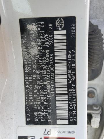 4T1BF1FKXFU033638 - 2015 TOYOTA CAMRY LE 白色 照片 12