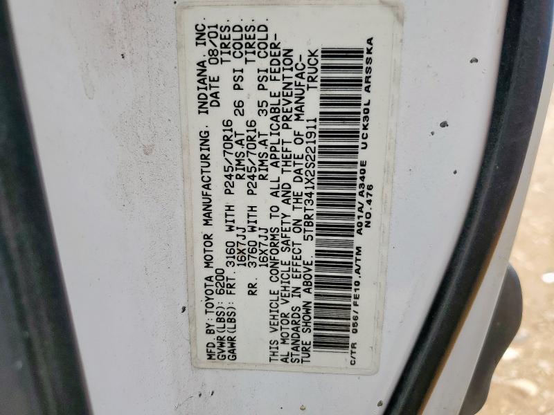 5TBRT341X2S221911 - 2002 TOYOTA TUNDRA ACCESS CAB 白色 照片 12