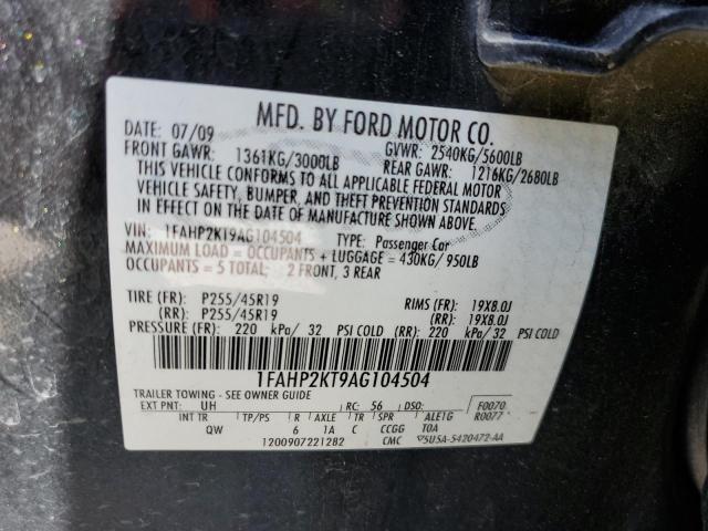 1FAHP2KT9AG104504 - 2010 FORD TAURUS SHO BLACK photo 12