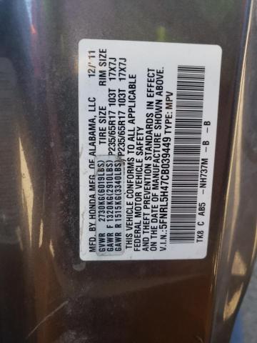 5FNRL5H47CB039449 - 2012 HONDA ODYSSEY EX Gris foto 13