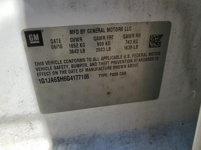 1G1JA6SH6G4177106 - 2016 CHEVROLET SONIC LS WHITE photo 12