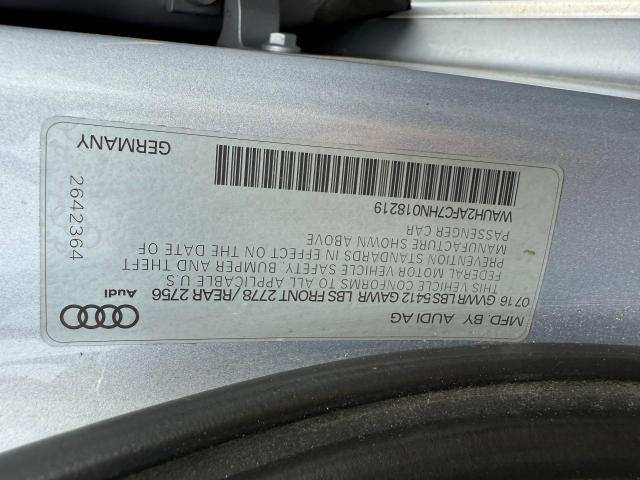 WAUH2AFC7HN018219 - 2017 AUDI A6 PRESTIGE ნაცრისფერი ფოტო 10