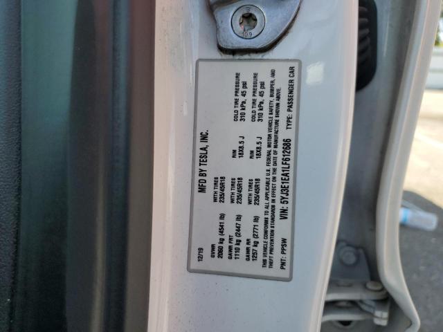 5YJ3E1EA1LF612686 - 2020 TESLA MODEL 3 თეთრი ფოტო 12