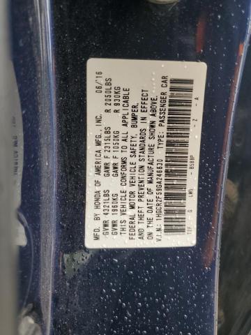 1HGCR2F59GA246830 - 2016 HONDA ACCORD SPORT 蓝色 照片 12