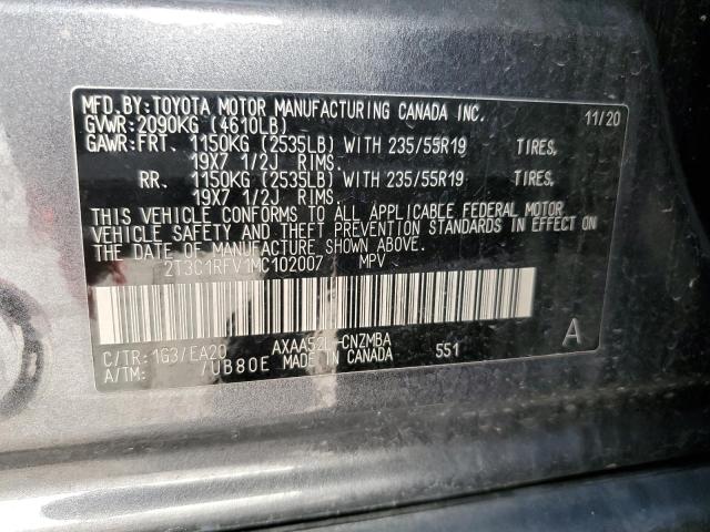 2T3C1RFV1MC102007 - 2021 TOYOTA RAV4 XLE PREMIUM GRAY photo 12