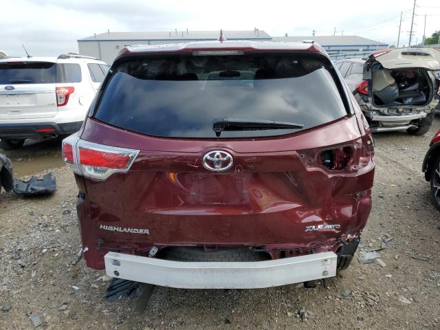 5TDJKRFH3FS123135 - 2015 TOYOTA HIGHLANDER XLE Bordo foto 6