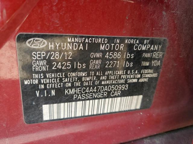 KMHEC4A47DA050993 - 2013 HYUNDAI SONATA HYBRID RED photo 12