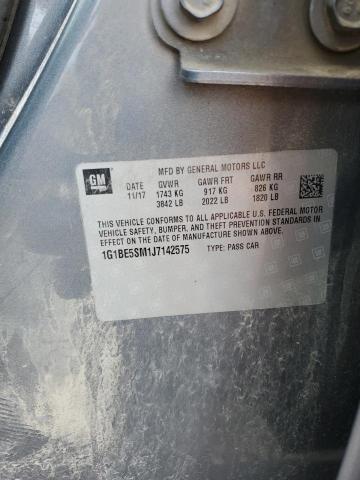 1G1BE5SM1J7142575 - 2018 CHEVROLET CRUZE LT SILVER photo 12