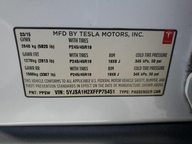 5YJSA1H2XFFP75451 - 2015 TESLA MODEL S 85D RED photo 13