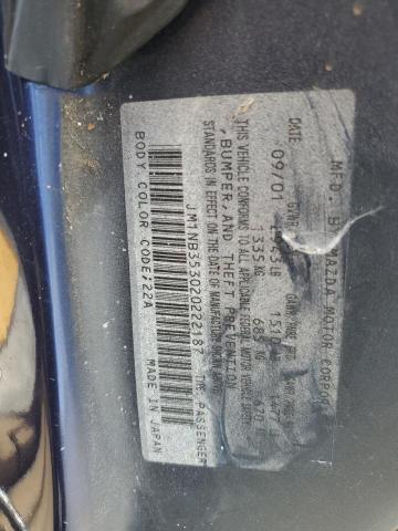 JM1NB353020222187 - 2002 MAZDA MX-5 MIATA BASE BLUE photo 12
