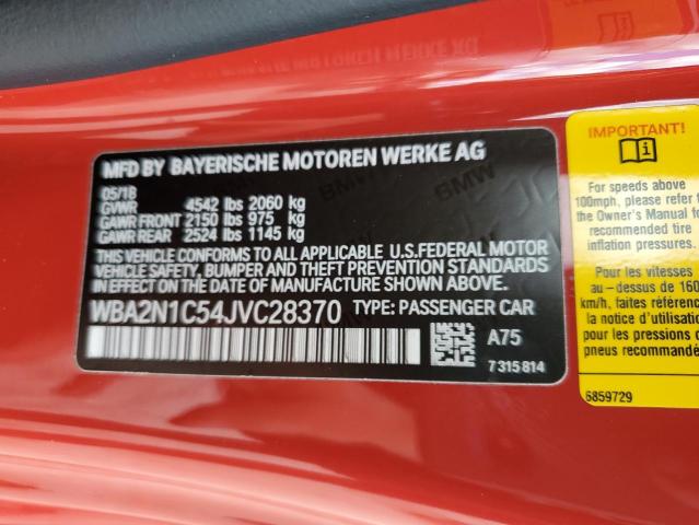 WBA2N1C54JVC28370 - 2018 BMW M240I Червоний фото 13
