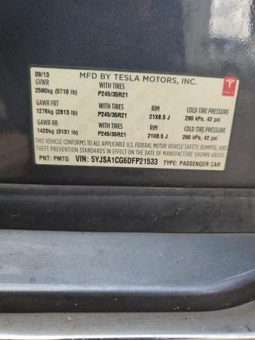 5YJSA1CG6DFP21533 - 2013 TESLA MODEL S 灰色 照片 12