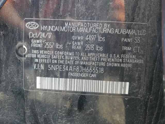 5NPE34AF8JH666518 - 2018 HYUNDAI SONATA SPORT Чорний фото 12