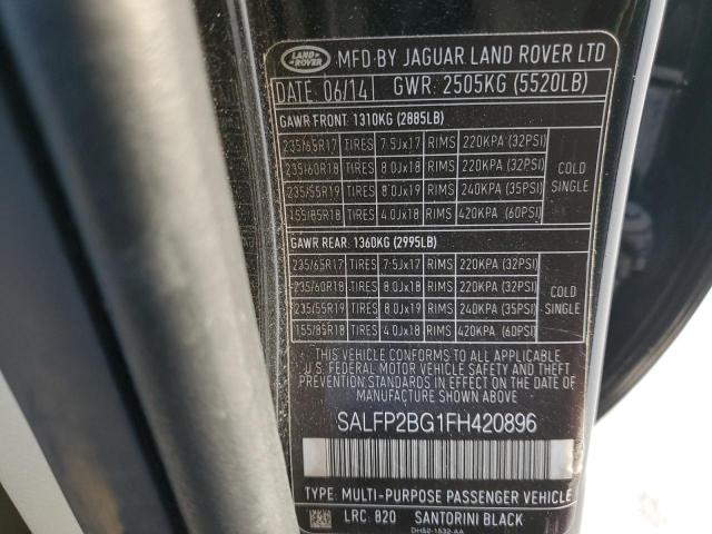 SALFP2BG1FH420896 - 2015 LAND ROVER LR2 SE BLACK photo 12