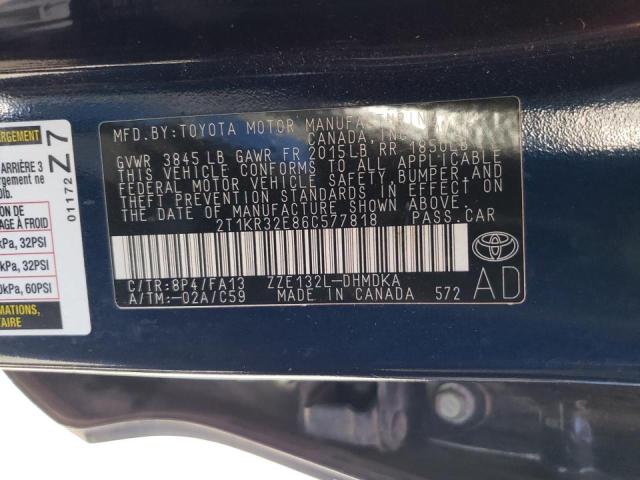 2T1KR32E86C577818 - 2006 TOYOTA COROLLA MA XR BLUE photo 12