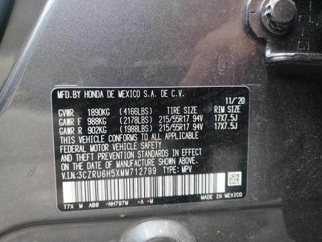 3CZRU6H5XMM712799 - 2021 HONDA HR-V EX GRAY photo 12