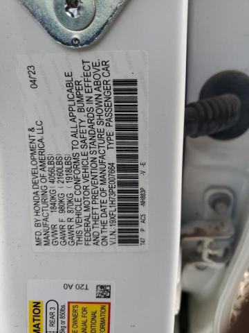 19XFL1H73PE007664 - 2023 HONDA CIVIC EXL WHITE photo 12