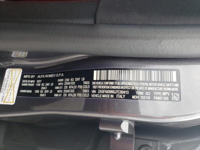 ZASFAKNN5J7C00413 - 2018 ALFA ROMEO STELVIO TI SPORT CHARCOAL photo 14