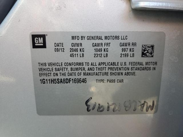 1G11H5SA8DF169646 - 2013 CHEVROLET MALIBU LTZ 银色 照片 12