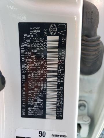 2T1BURHE4KC168413 - 2019 TOYOTA COROLLA L Beyaz fotoğraf 12