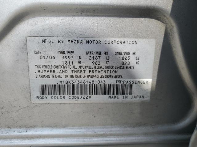 JM1BK343461481043 - 2006 MAZDA 3 HATCHBACK SILVER photo 12