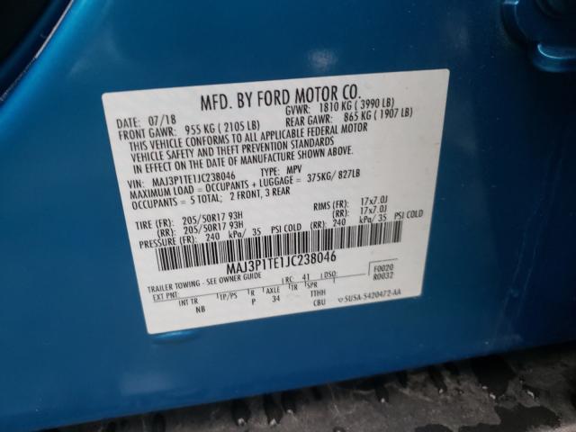 MAJ3P1TE1JC238046 - 2018 FORD ECOSPORT SE Azul foto 10