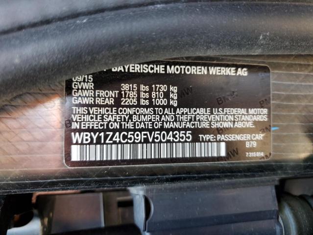 WBY1Z4C59FV504355 - 2015 BMW I3 REX CHARCOAL photo 12