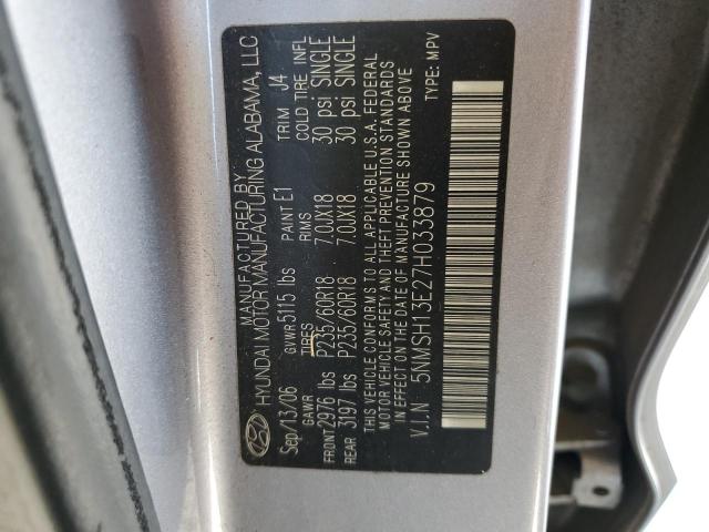 5NMSH13E27H033879 - 2007 HYUNDAI SANTA FE SE SILVER photo 12