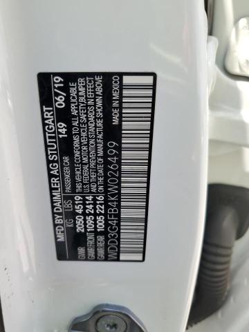 WDD3G4FB4KW026499 - 2019 MERCEDES-BENZ A 220 4MATIC WHITE photo 12