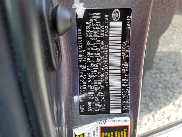 4T1BK3DBXCU444642 - 2012 TOYOTA AVALON BASE 灰色 照片 12