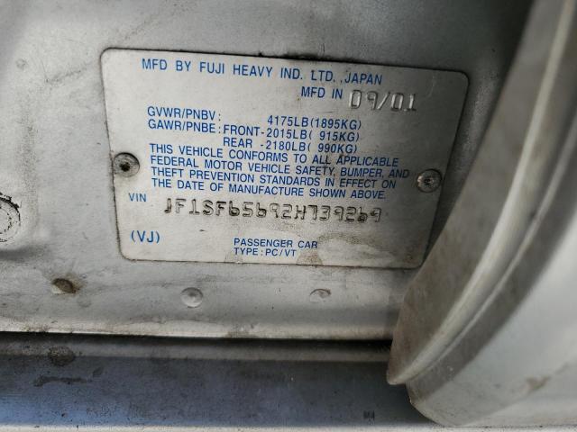 JF1SF65692H739269 - 2002 SUBARU FORESTER S SILVER photo 12