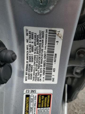 1HGFA16807L125617 - 2007 HONDA CIVIC EX SILVER photo 12