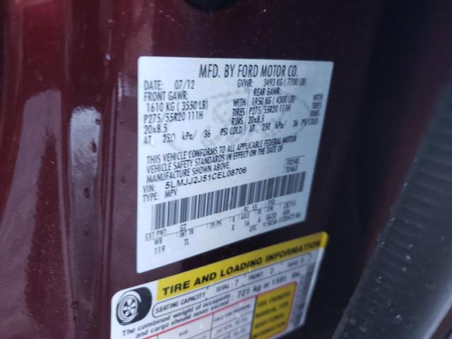 5LMJJ2J51CEL08706 - 2012 LINCOLN NAVIGATOR BURGUNDY photo 14