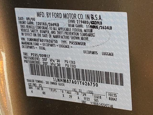 1LNHM87A01Y626750 - 2001 LINCOLN LS 绿色 照片 12