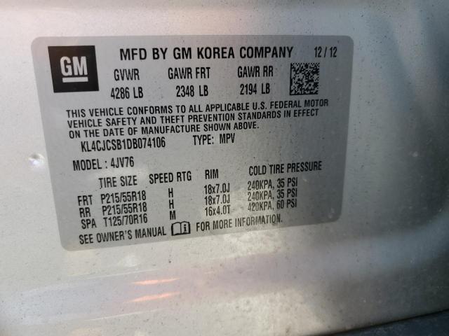 KL4CJCSB1DB074106 - 2013 BUICK ENCORE SILVER photo 13