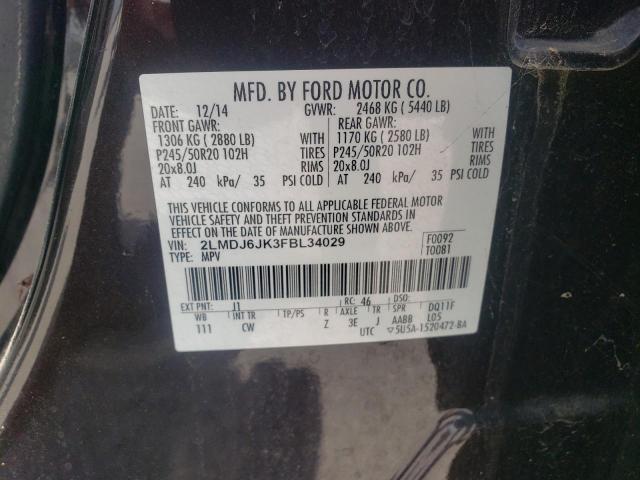 2LMDJ6JK3FBL34029 - 2015 LINCOLN MKX Қоңыр фото 14